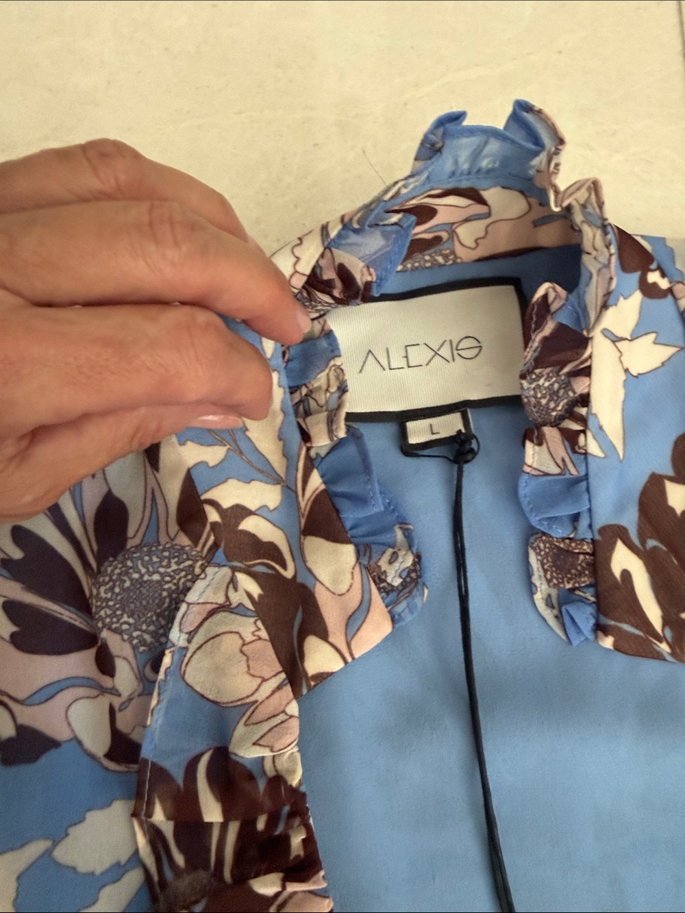 Alexis Sky Blue Floral Ruffle Blouse - Picture 2 of 7